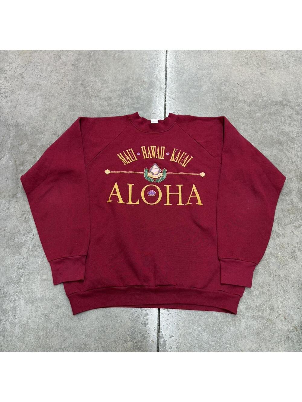 vintage aloha maui hawaii kauai red destination red made in usa crewneck size xl